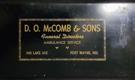 Vintage D. O. McComb & Sons Funeral and Ambulance Metal 